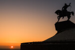 Monument to Salavat Yulaev at beautiful sunset Ufa, Russia
